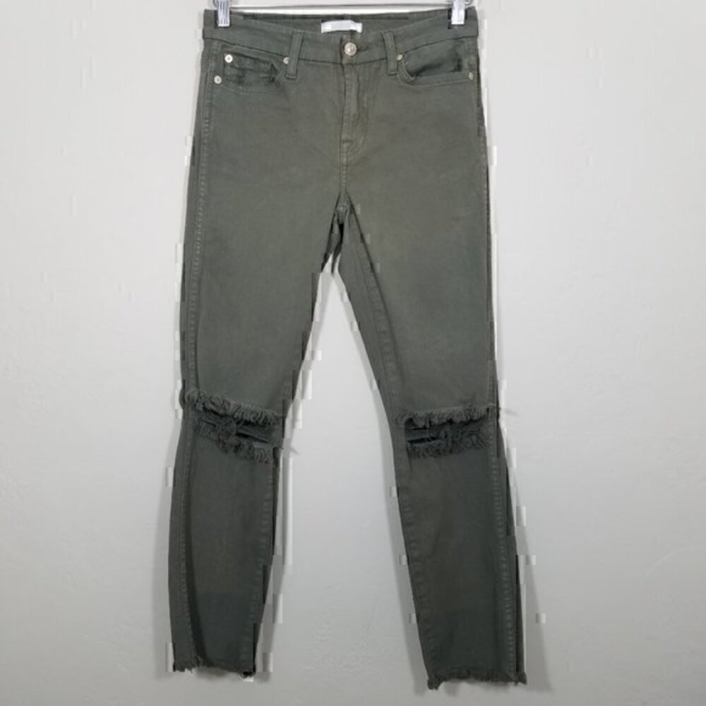 7 For All Mankind Raw Hem Distressed Stretch Jeans Size 26